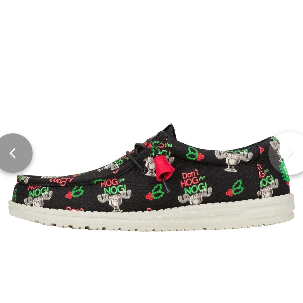 Hey Dudes Merry Clarkmas Don’t Hog the Nog shoes